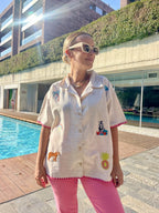Pink - %100 Keten Pamuk Gömlek